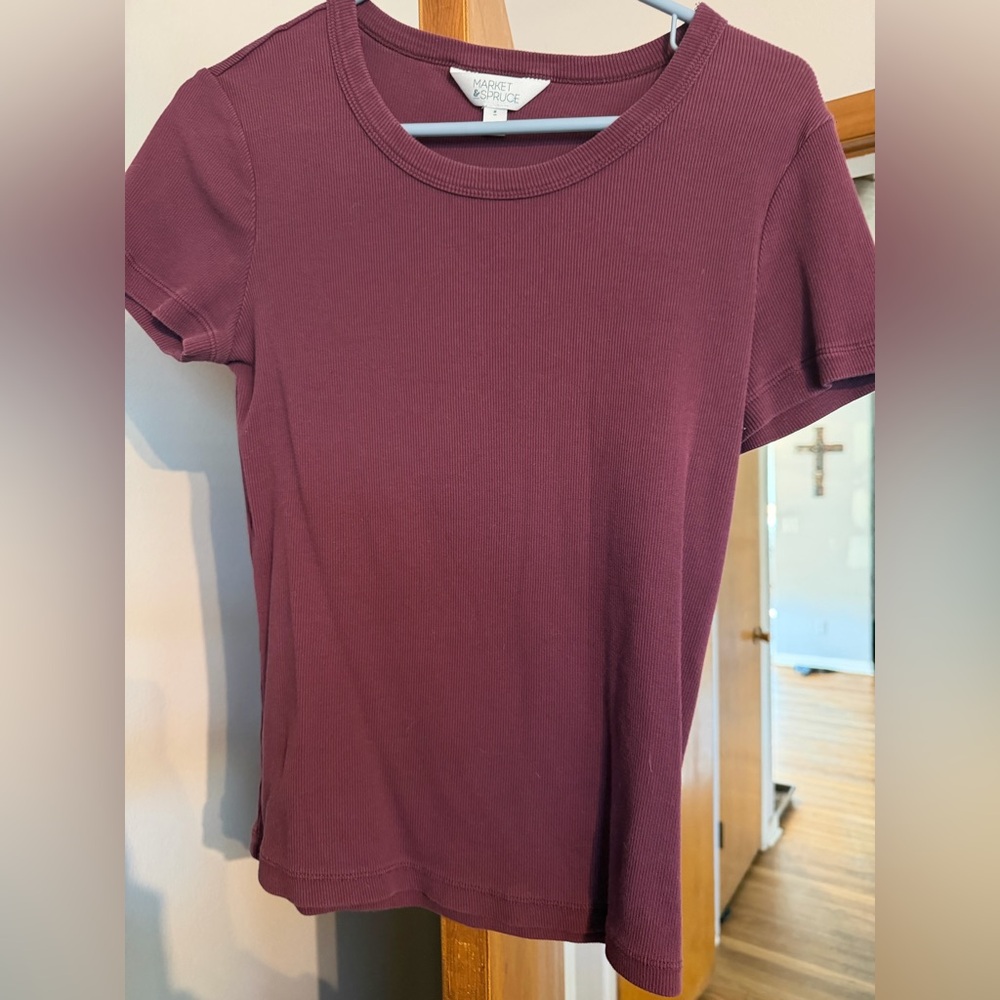 Market & Spruce Maroon Short Sleeve Tee